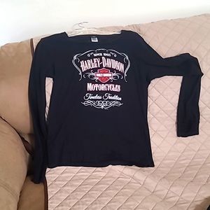 Harley Davidson long sleeve, XL, black, red (has sparkle around, & white